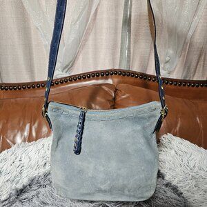 Vintage Light Blue Suede Coach Leather Bag